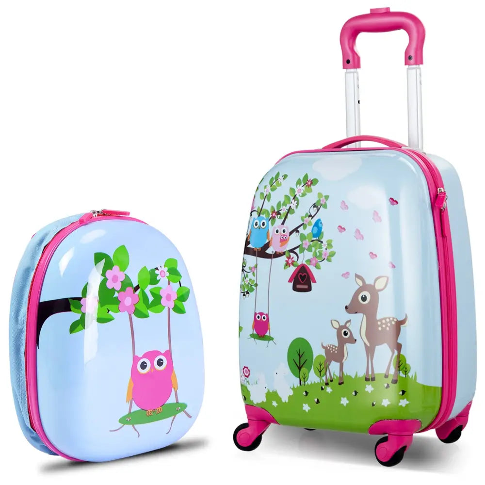 2 Pieces ABS Kids Suitcase Backpack Luggage Set - Blue - Kids Luggage