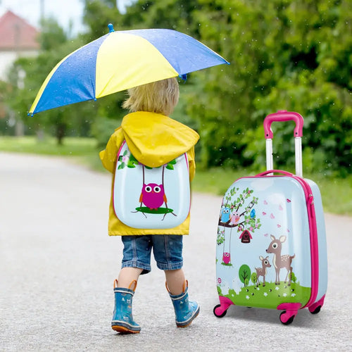 2 Pieces ABS Kids Suitcase Backpack Luggage Set - Blue - Kids Luggage