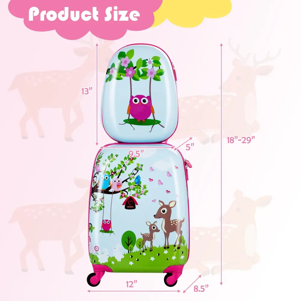 2 Pieces ABS Kids Suitcase Backpack Luggage Set - Blue - Kids Luggage