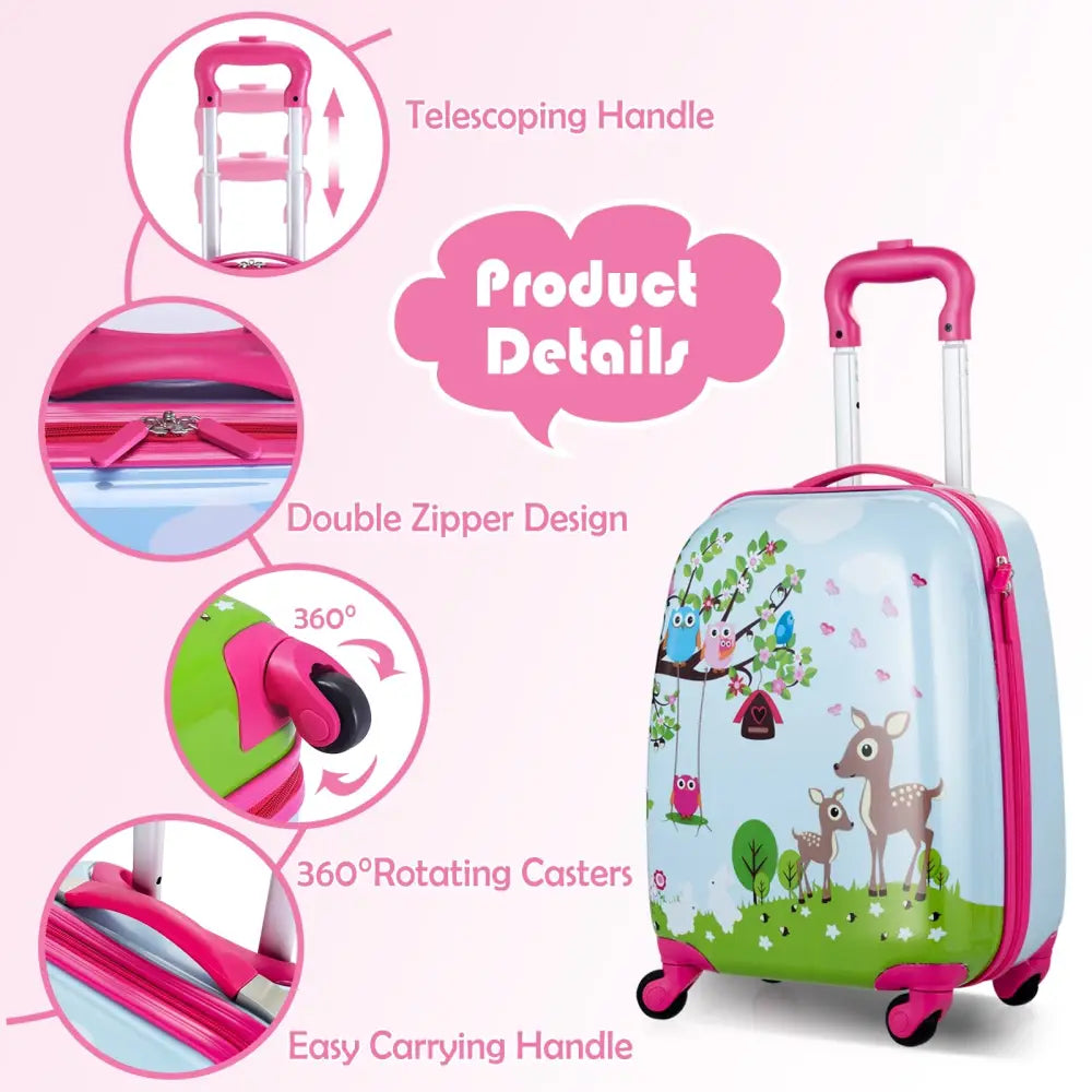 2 Pieces ABS Kids Suitcase Backpack Luggage Set - Blue - Kids Luggage