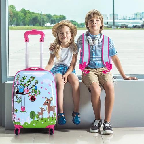 2 Pieces ABS Kids Suitcase Backpack Luggage Set - Blue - Kids Luggage