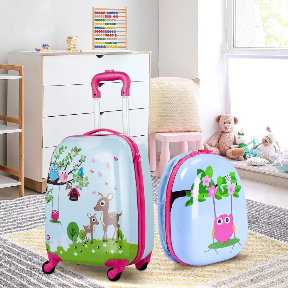2 Pieces ABS Kids Suitcase Backpack Luggage Set - Blue - Kids Luggage