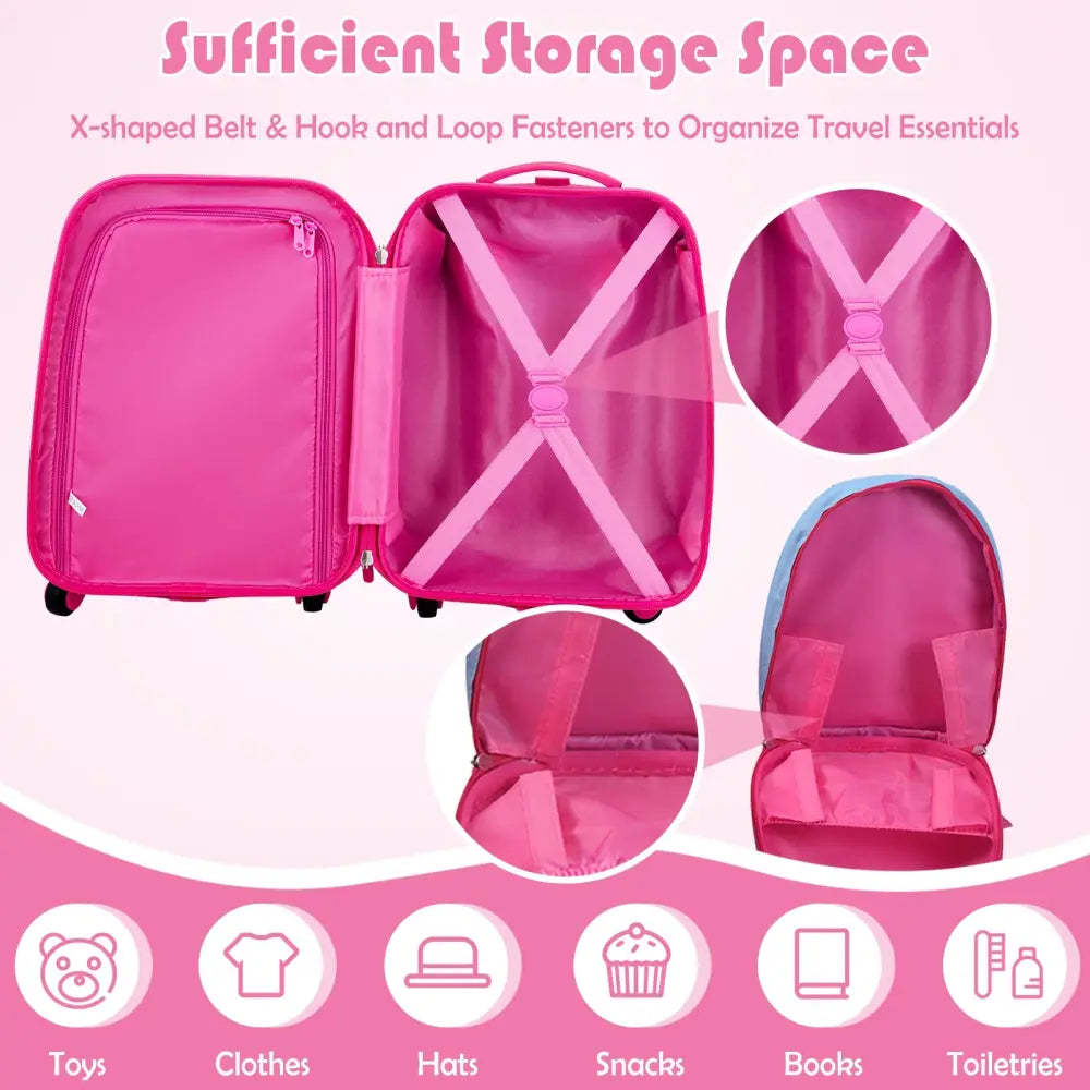 2 Pieces ABS Kids Suitcase Backpack Luggage Set - Blue - Kids Luggage