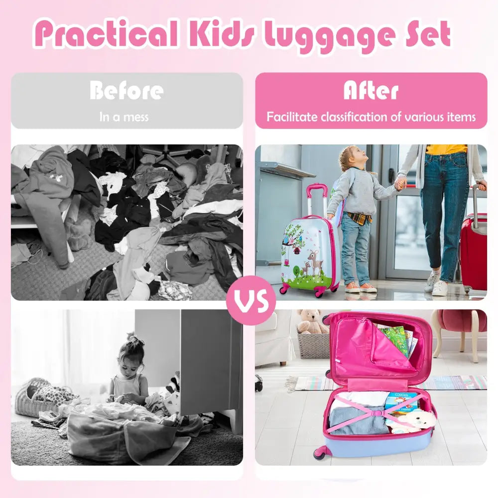 2 Pieces ABS Kids Suitcase Backpack Luggage Set - Blue - Kids Luggage