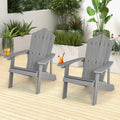 2 Pieces Adirondack Chair Set with Ergonomic Design for Porch and Backyard-Silver - Silver Gray - Adirondack Chairs