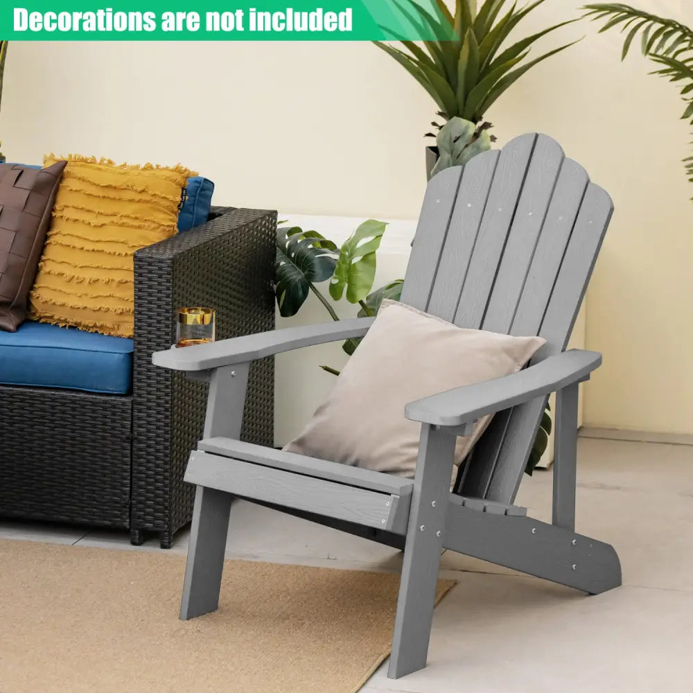 2 Pieces Adirondack Chair Set with Ergonomic Design for Porch and Backyard-Silver - Silver Gray - Adirondack Chairs