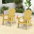 2 Pieces Adirondack Chair Set with Ergonomic Design for Porch and Backyard-Yellow - Yellow - Adirondack Chairs