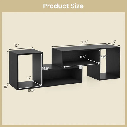 2 Pieces Adjustable TV Stand for TVs up to 55 Inch with Storage Cubes-Black Costway