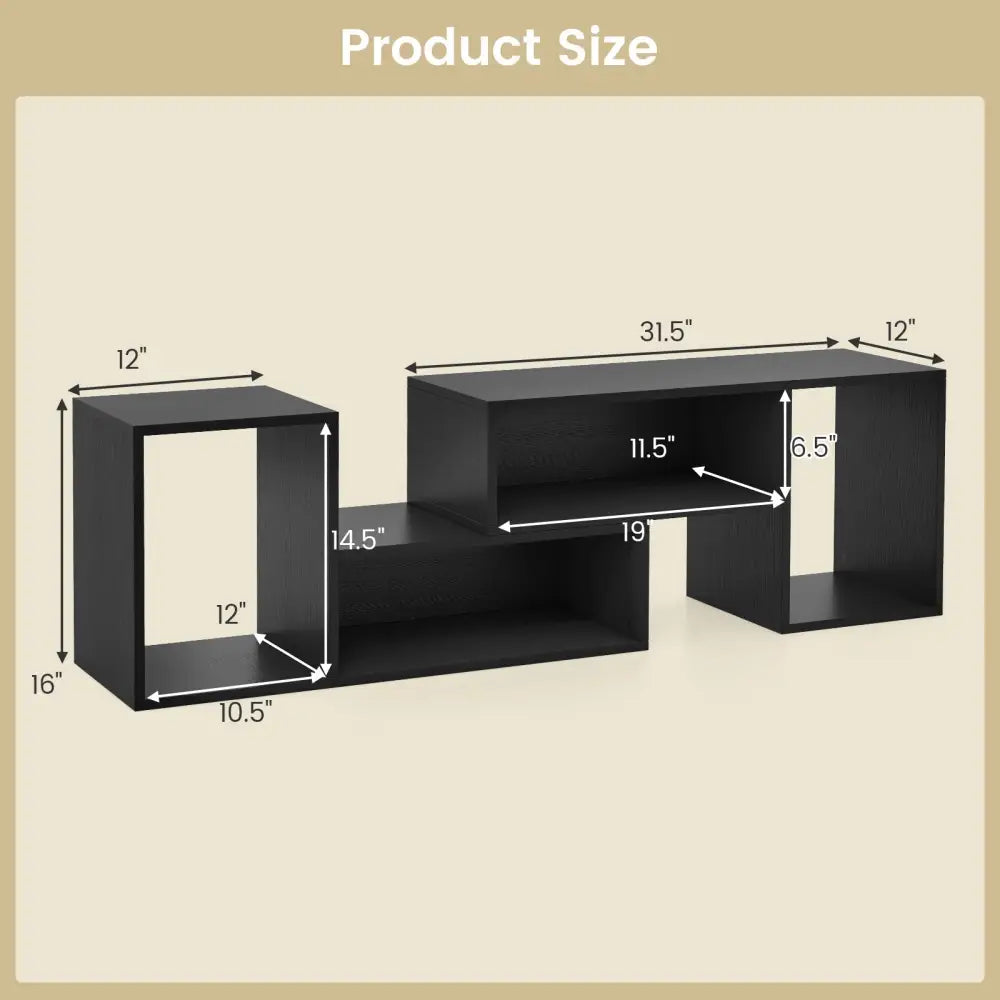 2 Pieces Adjustable TV Stand for TVs up to 55 Inch with Storage Cubes-Black Costway