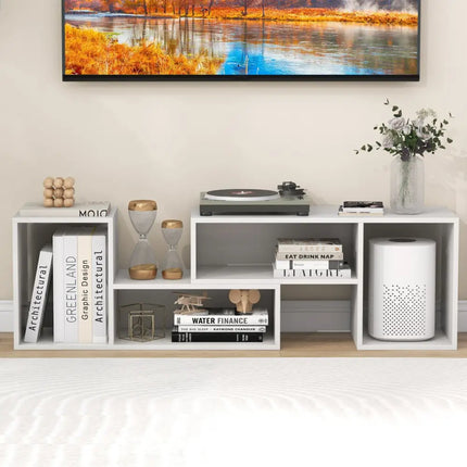 2 Pieces Adjustable TV Stand for TVs up to 55 Inch with Storage Cubes-White Costway