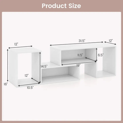 2 Pieces Adjustable TV Stand for TVs up to 55 Inch with Storage Cubes-White Costway