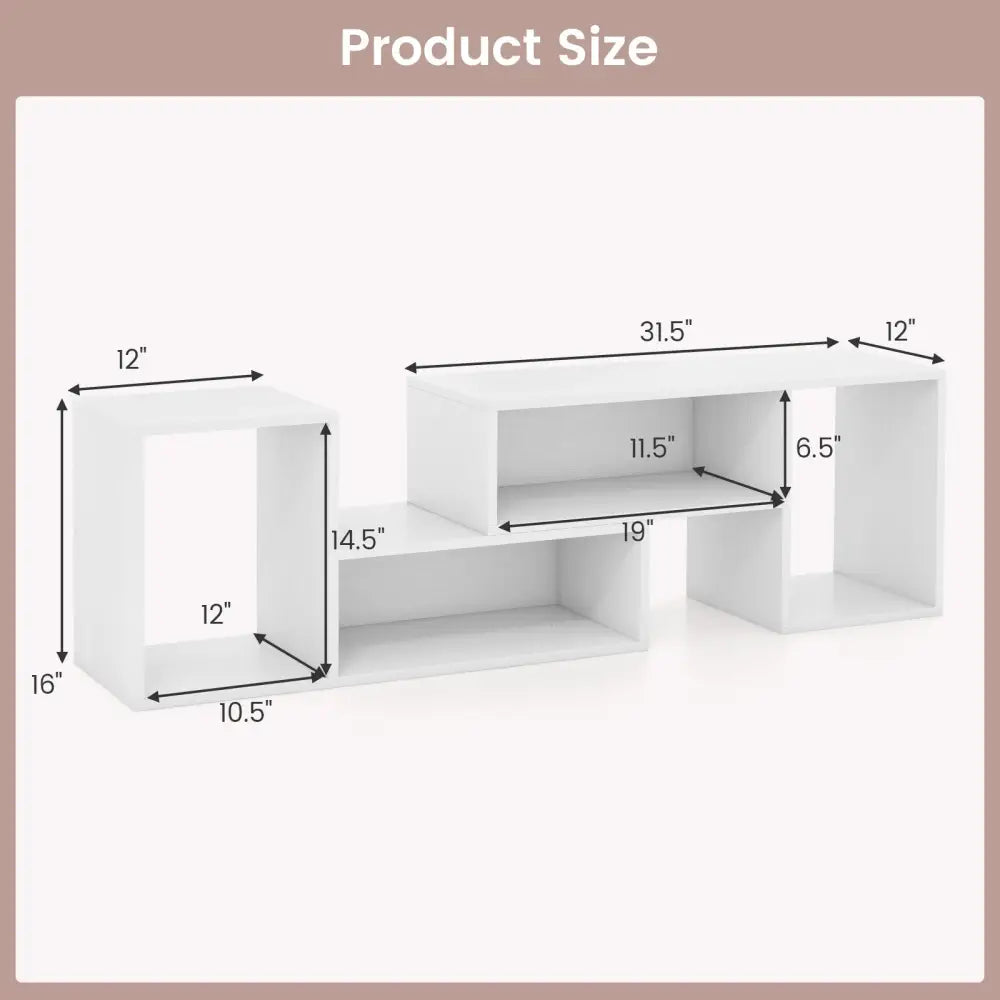 2 Pieces Adjustable TV Stand for TVs up to 55 Inch with Storage Cubes-White Costway