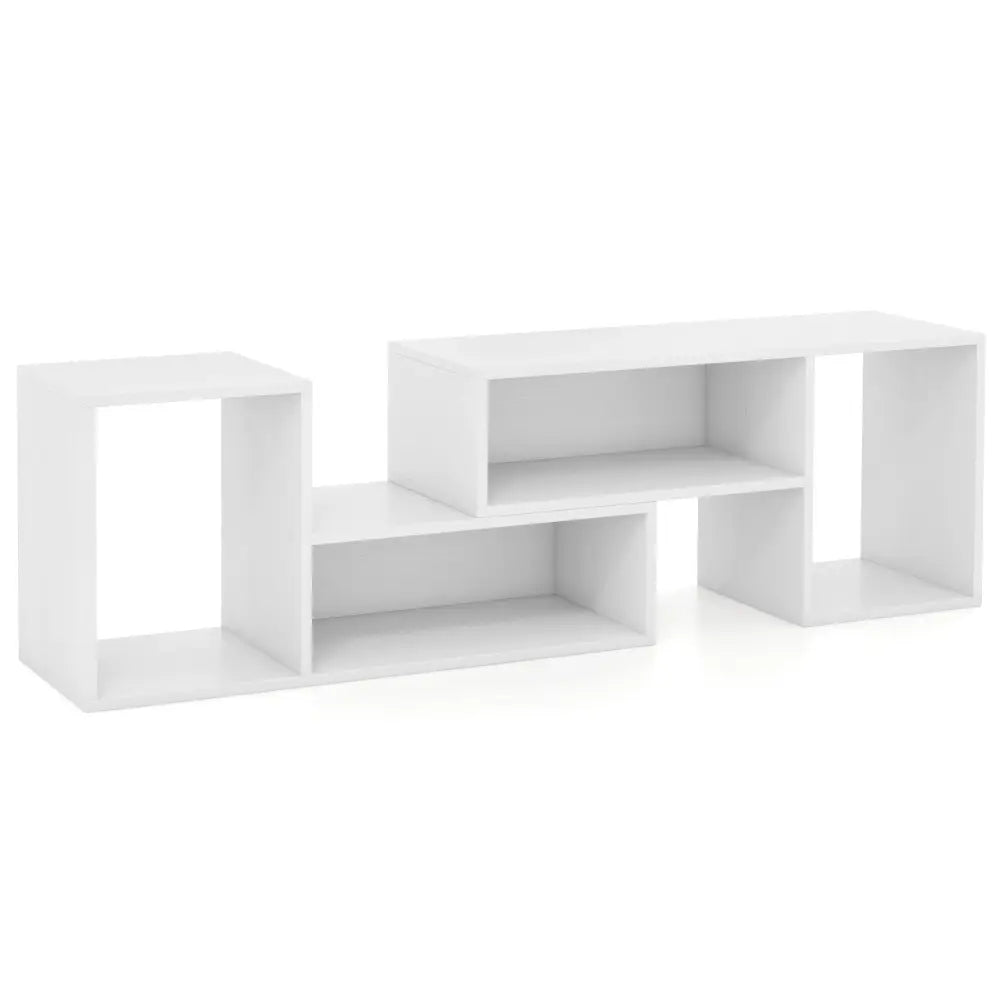 2 Pieces Adjustable TV Stand for TVs up to 55 Inch with Storage Cubes-White Costway