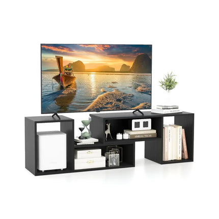 2 Pieces Adjustable TV Stand for TVs up to 55 Inch with Storage Cubes-Black Costway
