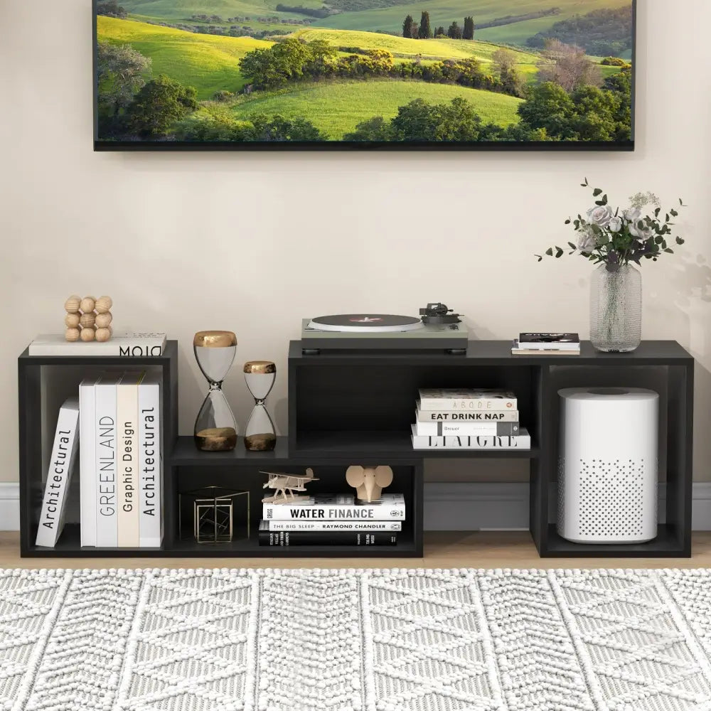 2 Pieces Adjustable TV Stand for TVs up to 55 Inch with Storage Cubes-Black Costway