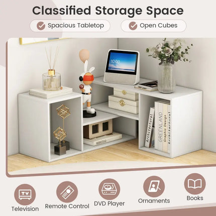 2 Pieces Adjustable TV Stand for TVs up to 55 Inch with Storage Cubes-White Costway