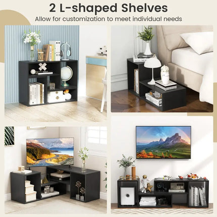 2 Pieces Adjustable TV Stand for TVs up to 55 Inch with Storage Cubes-Black Costway