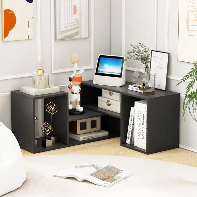 2 Pieces Adjustable TV Stand for TVs up to 55 Inch with Storage Cubes-Black Costway