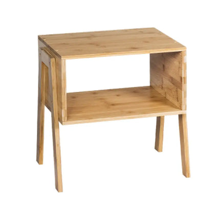 2 Pieces Bamboo Nightstand Sofa Table with Storage Shelf Costway