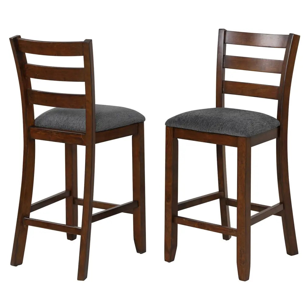 2 Pieces Counter Height Chairs with Fabric Seat and Rubber Wood Legs Costway