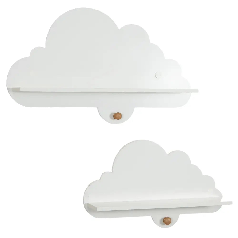 2 Pieces Floating Cloud Shelves Wall Mounted Storage Display Rack-White - White - Kids Storage