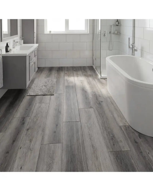 2 Pieces Floor Tile Vinyl Flooring Waterproof Vinyl Plank Flooring-Gray - Gray - Foam Floor Tiles