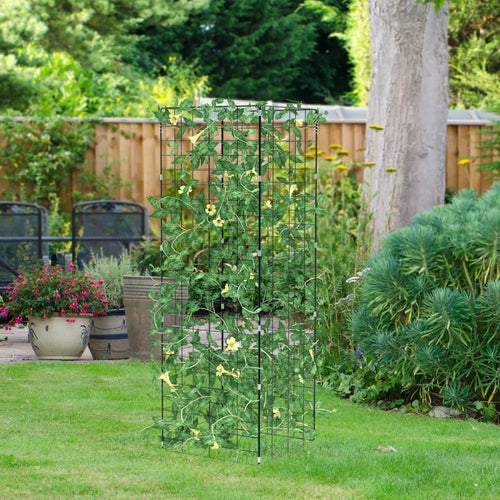 2 Pieces Foldable A-Frame Trellis Plant Supports with Twist Ties-Green - Green - Plant Supports