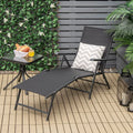 2 Pieces Foldable Chaise Lounge Chair with 2-Position Footrest-Black - Black - Outdoor Chaise Lounges
