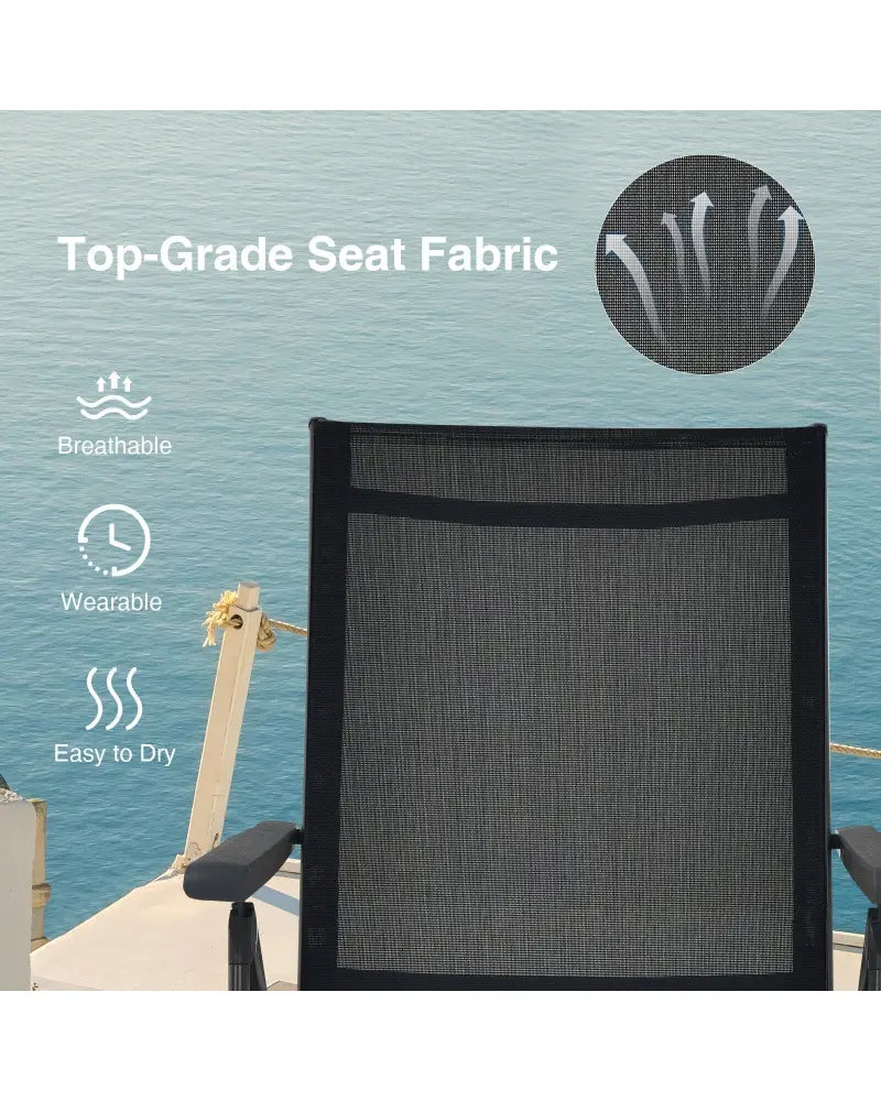 2 Pieces Foldable Chaise Lounge Chair with 2-Position Footrest-Black - Black - Outdoor Chaise Lounges