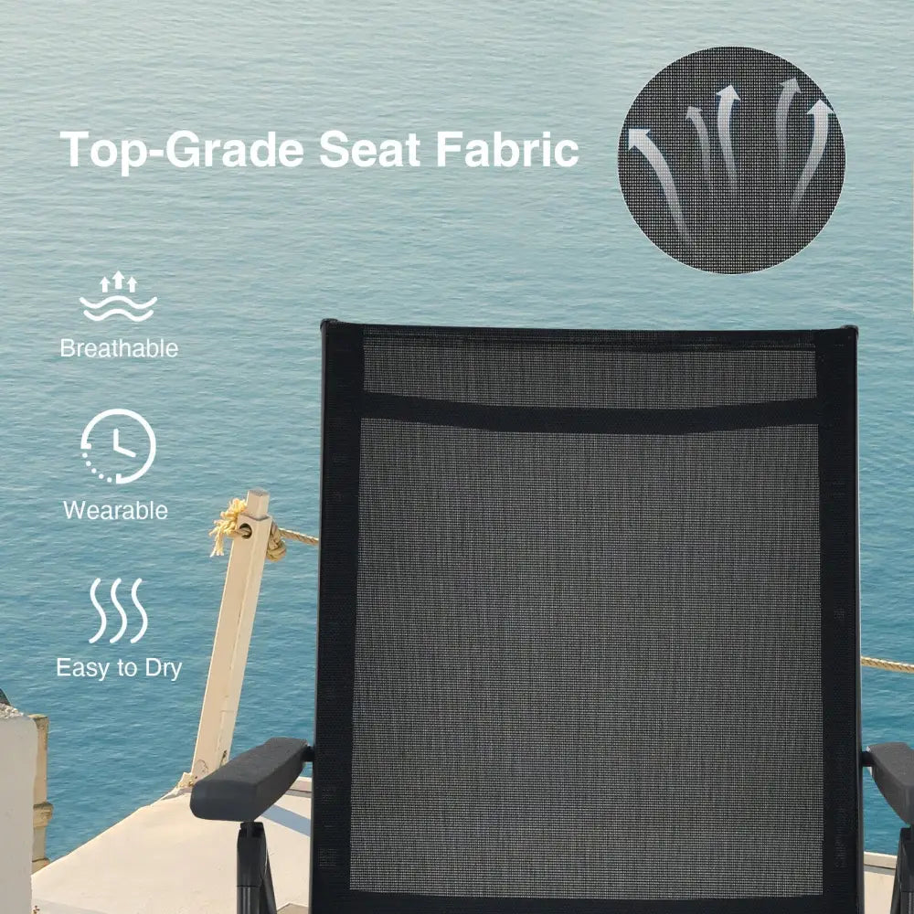 2 Pieces Foldable Chaise Lounge Chair with 2-Position Footrest-Black - Black - Outdoor Chaise Lounges
