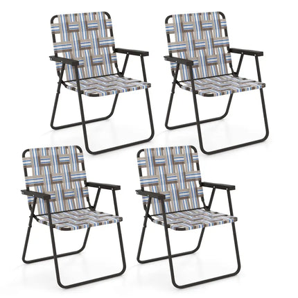 2 Pieces Folding Beach Chair Camping Lawn Webbing Chair-Cofee - Coffee - Beach & Lawn Chairs