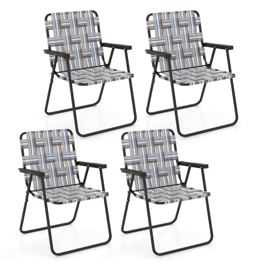 2 Pieces Folding Beach Chair Camping Lawn Webbing Chair-Cofee - Coffee - Beach & Lawn Chairs