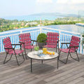 2 Pieces Folding Beach Chair Camping Lawn Webbing Chair-Red - Red - Beach & Lawn Chairs
