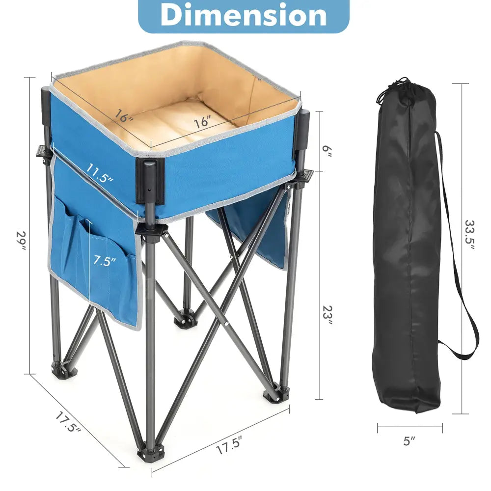 2 Pieces Folding Camping Tables with Large Capacity Storage Sink for Picnic-BlueRed - Blue - Camping Furniture