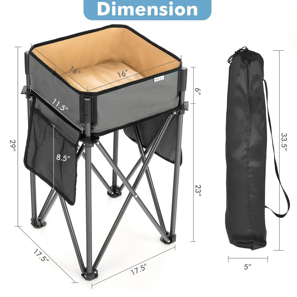 2 Pieces Folding Camping Tables with Large Capacity Storage Sink for Picnic-Black - Black - Camping Furniture