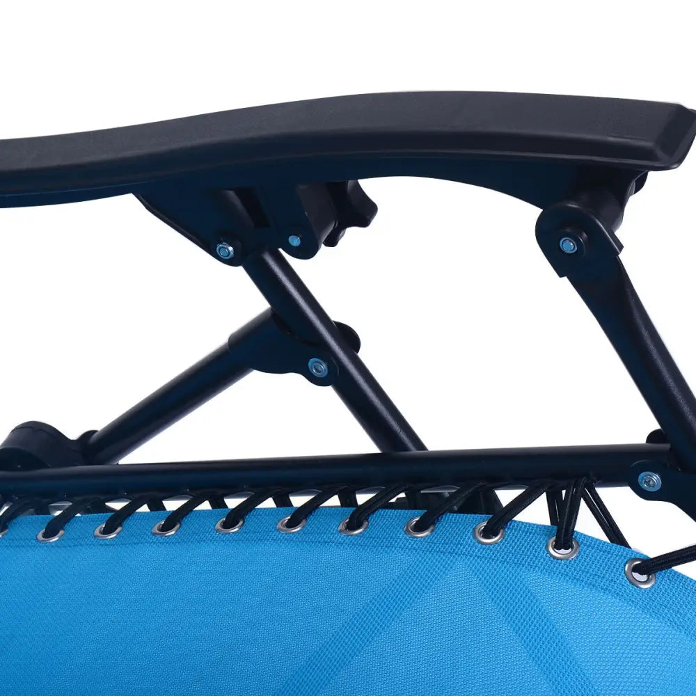 2 Pieces Folding Lounge Chair with Zero Gravity-Blue - Light Blue - Beach & Lawn Chairs