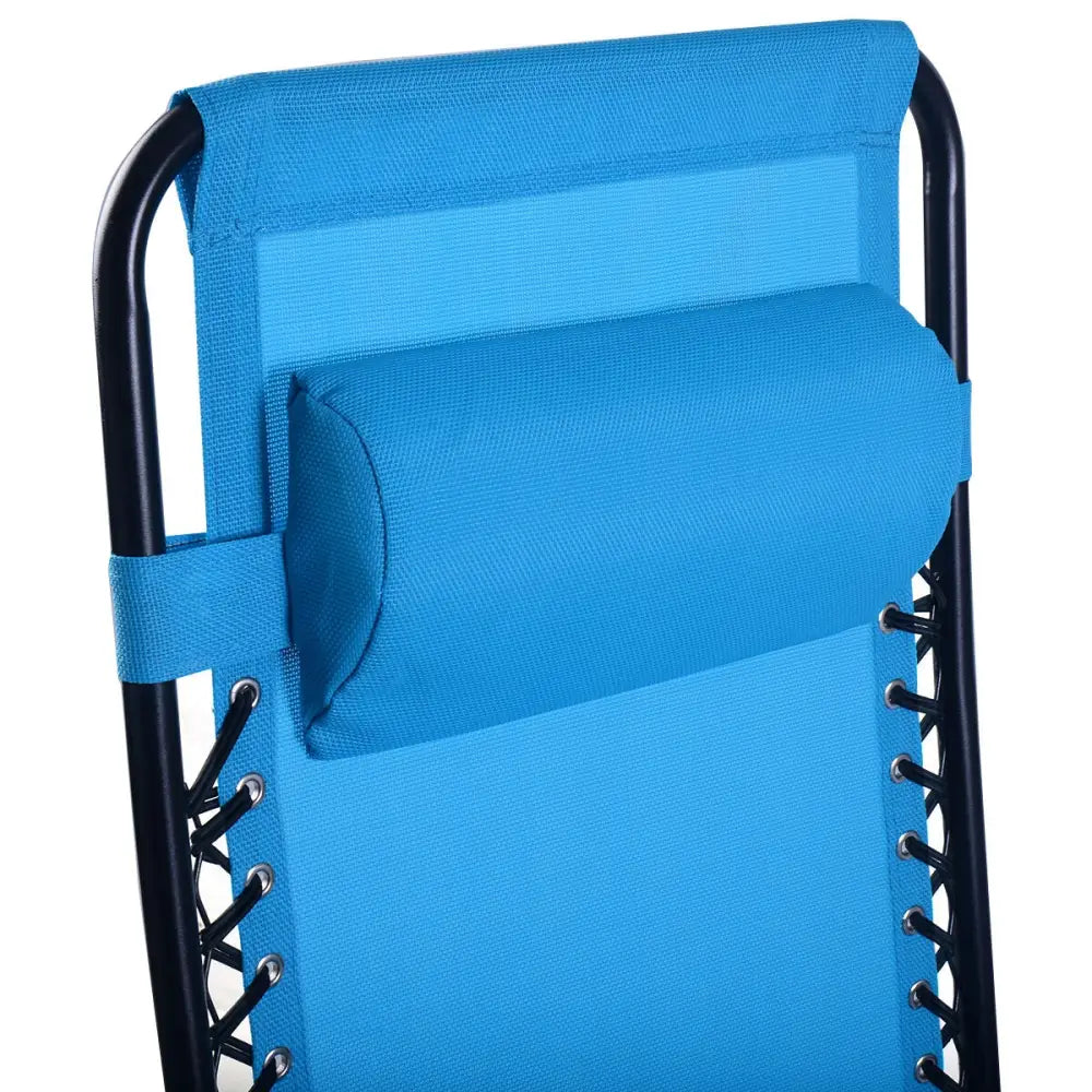 2 Pieces Folding Lounge Chair with Zero Gravity-Blue - Light Blue - Beach & Lawn Chairs