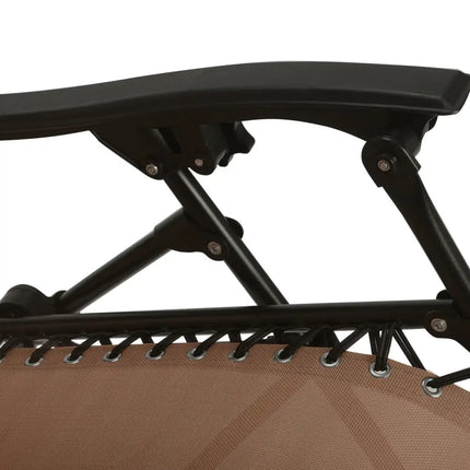 2 Pieces Folding Lounge Chair with Zero Gravity-Brown - Brown - Beach & Lawn Chairs
