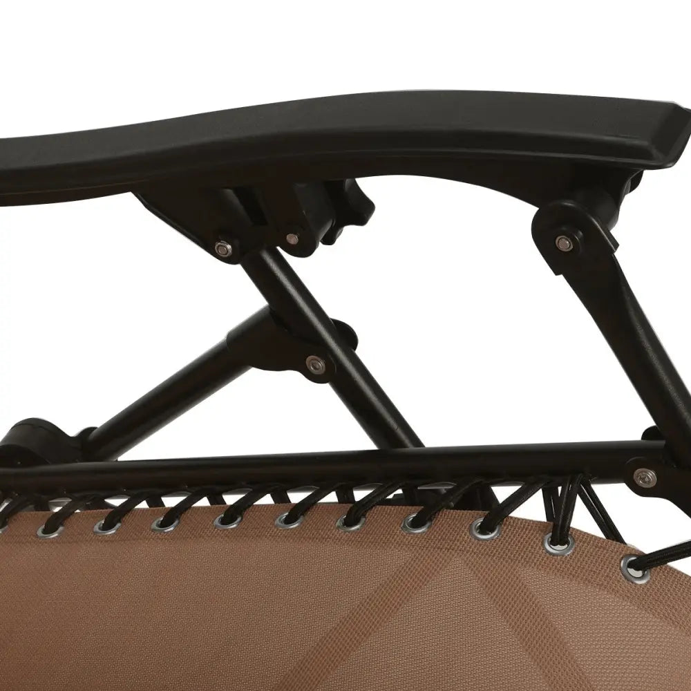 2 Pieces Folding Lounge Chair with Zero Gravity-Brown - Brown - Beach & Lawn Chairs