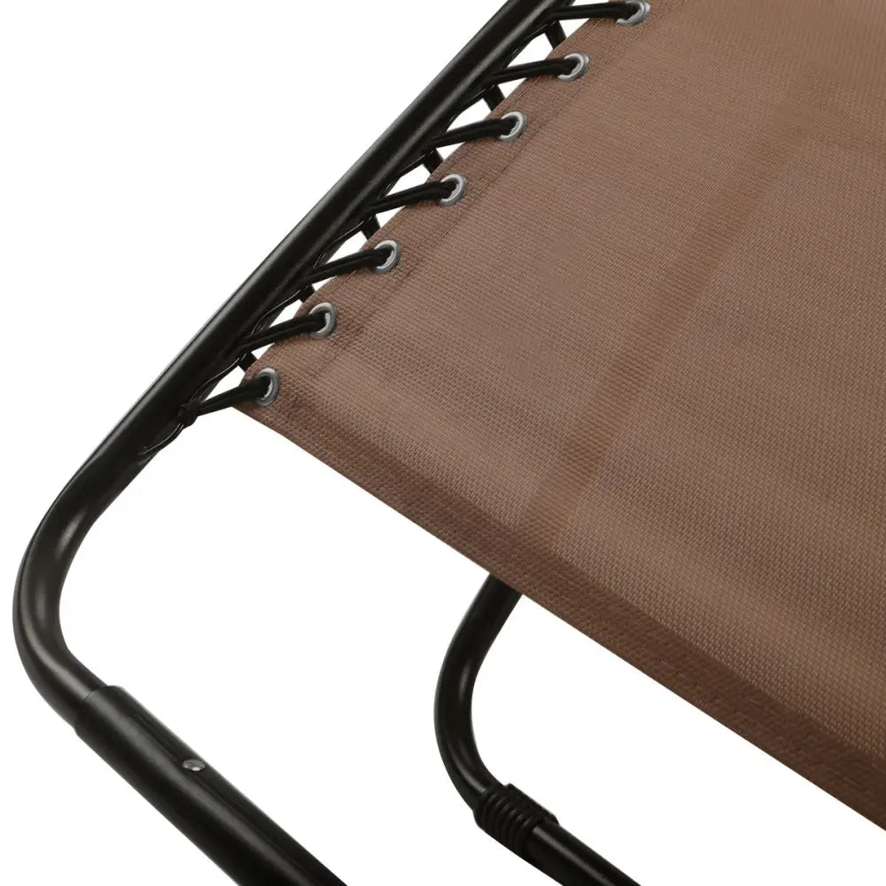 2 Pieces Folding Lounge Chair with Zero Gravity-Brown - Brown - Beach & Lawn Chairs