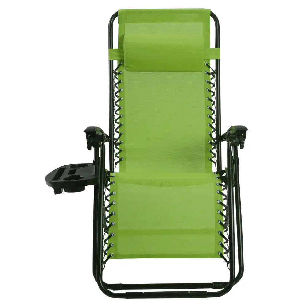 2 Pieces Folding Lounge Chair with Zero Gravity-Green - Green - Beach & Lawn Chairs