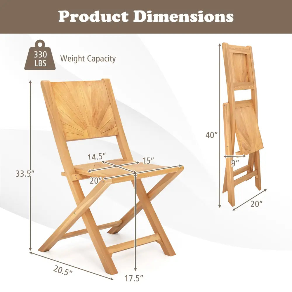 2 Pieces Folding Patio Chairs with Inclined Backrest - Patio Dining Chairs