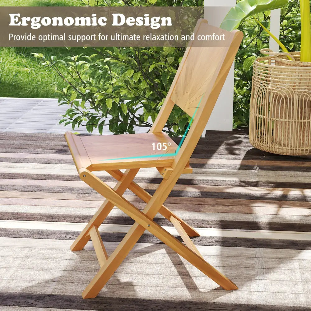 2 Pieces Folding Patio Chairs with Inclined Backrest - Patio Dining Chairs