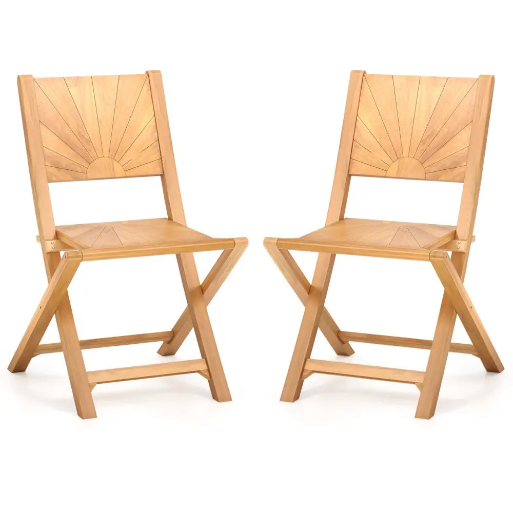 2 Pieces Folding Patio Chairs with Inclined Backrest - Patio Dining Chairs