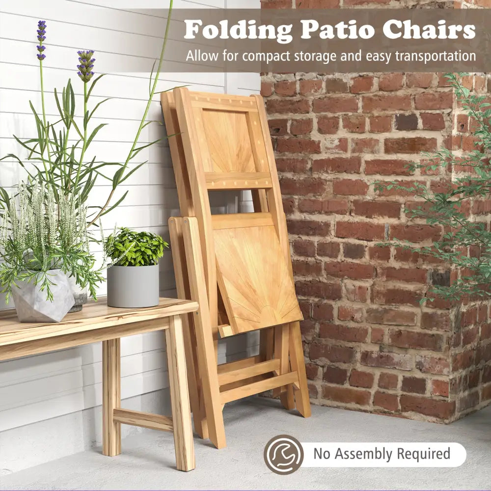 2 Pieces Folding Patio Chairs with Inclined Backrest - Patio Dining Chairs