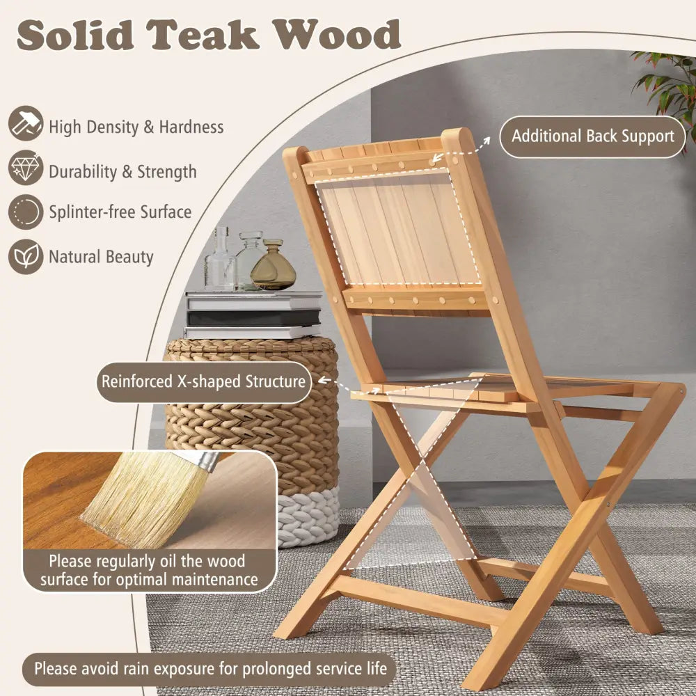 2 Pieces Folding Patio Chairs with Inclined Backrest - Patio Dining Chairs