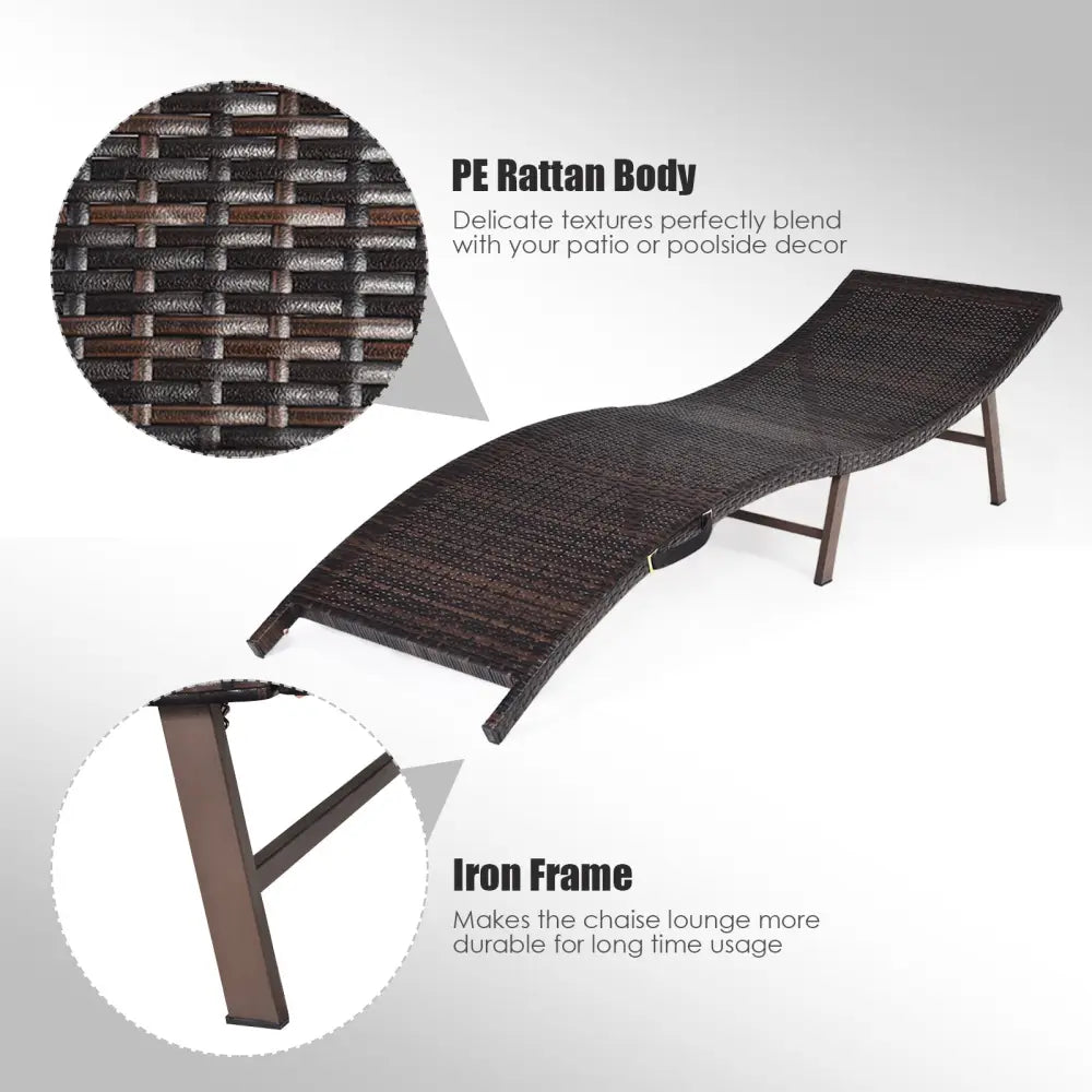 2 Pieces Folding Patio Lounger Chair - Red - Outdoor Chaise Lounges
