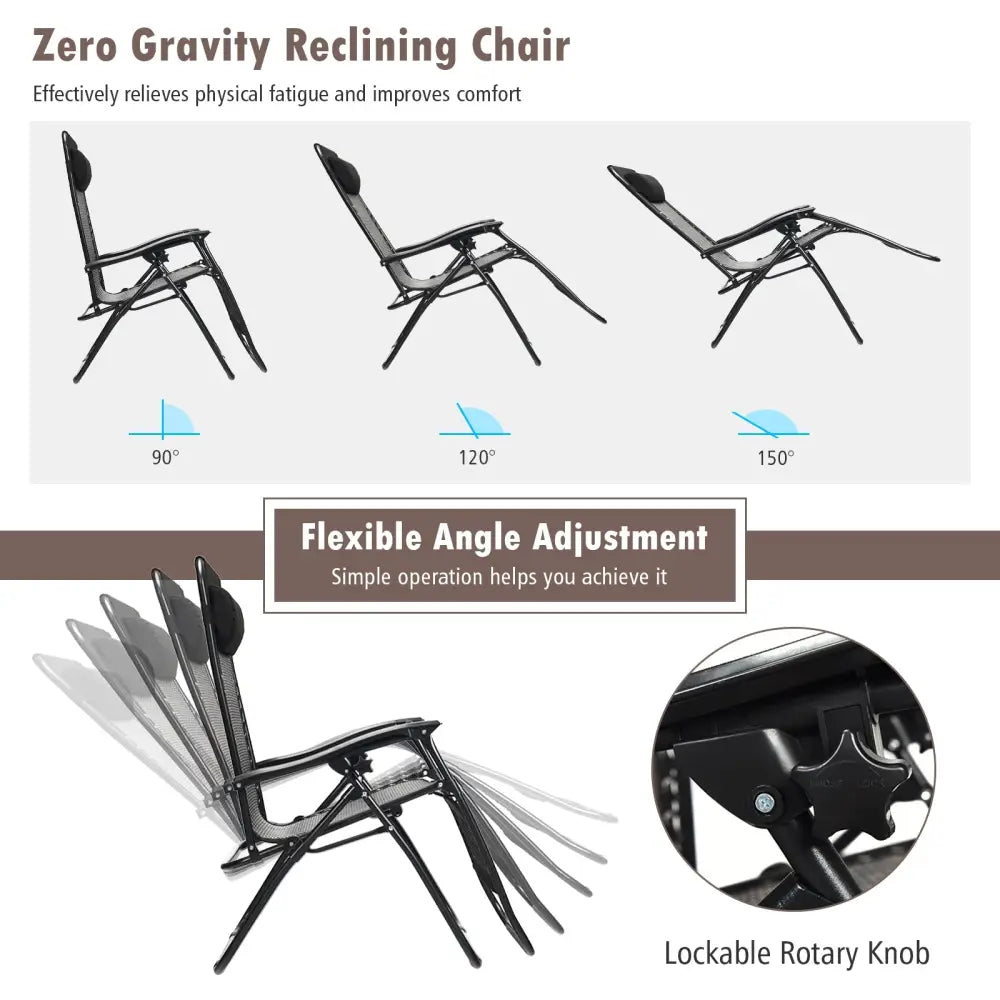 2 Pieces Folding Patio Rattan Zero Gravity Lounge Chair-Brown - Brown - Outdoor Chaise Lounges