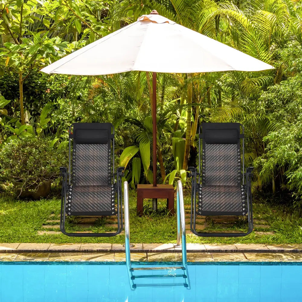 2 Pieces Folding Patio Rattan Zero Gravity Lounge Chair-Brown - Brown - Outdoor Chaise Lounges
