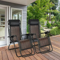 2 Pieces Folding Patio Rattan Zero Gravity Lounge Chair-Coffee - Light Brown - Outdoor Chaise Lounges